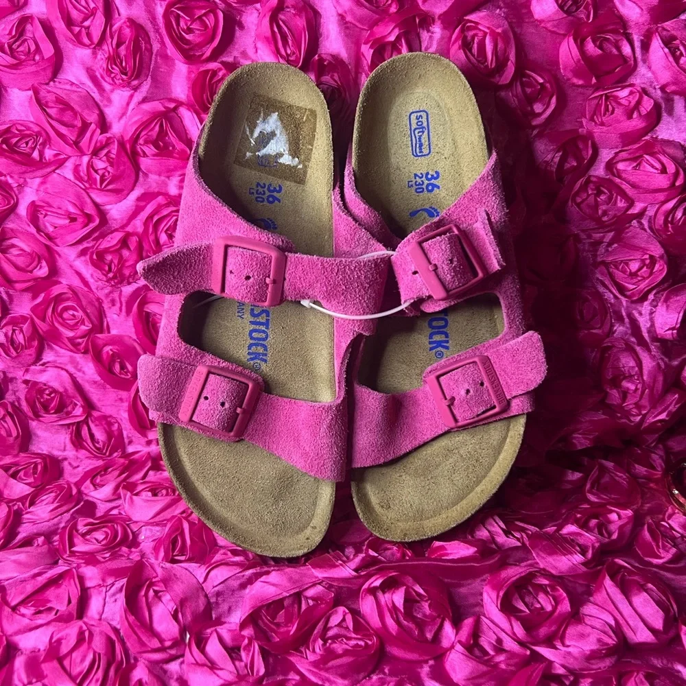 Birkenstock Arizona Suede Soft Footbed - Fuchsia Tulip